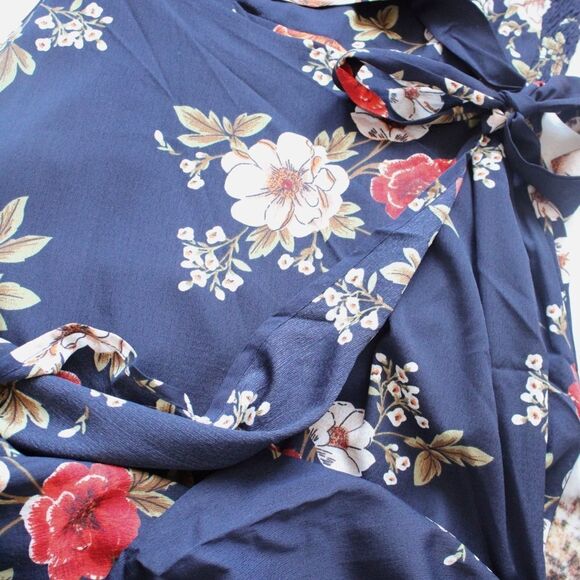 BUY NOW SALE Navy Floral Smocked Ruffle Strap Maxi Dress - Picture 10 of 11